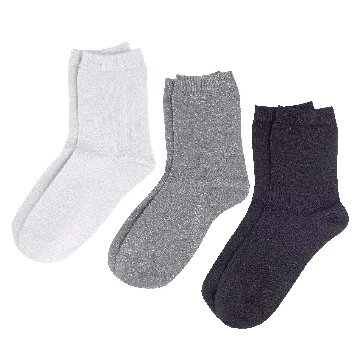ラメクルーソックス （レディース 22-25cm）《送料無料　クリックポスト発送》【tesienta】