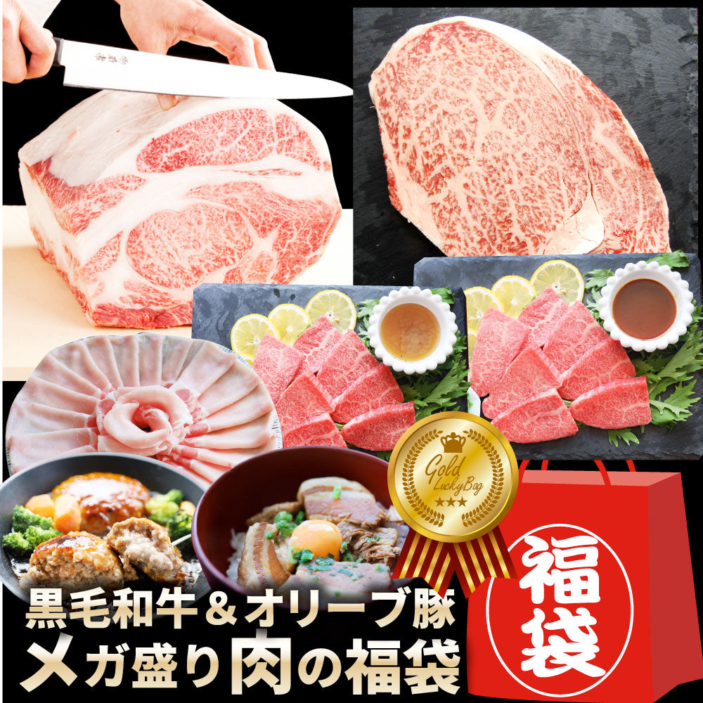 肉の福袋 ゴールド メガ盛り A4,A5等級 黒毛和牛入り 総重量1.48kg（ 6種 食べ比べ ）完全赤字の肉袋！人気のお肉ばかりの豪華セット 福袋