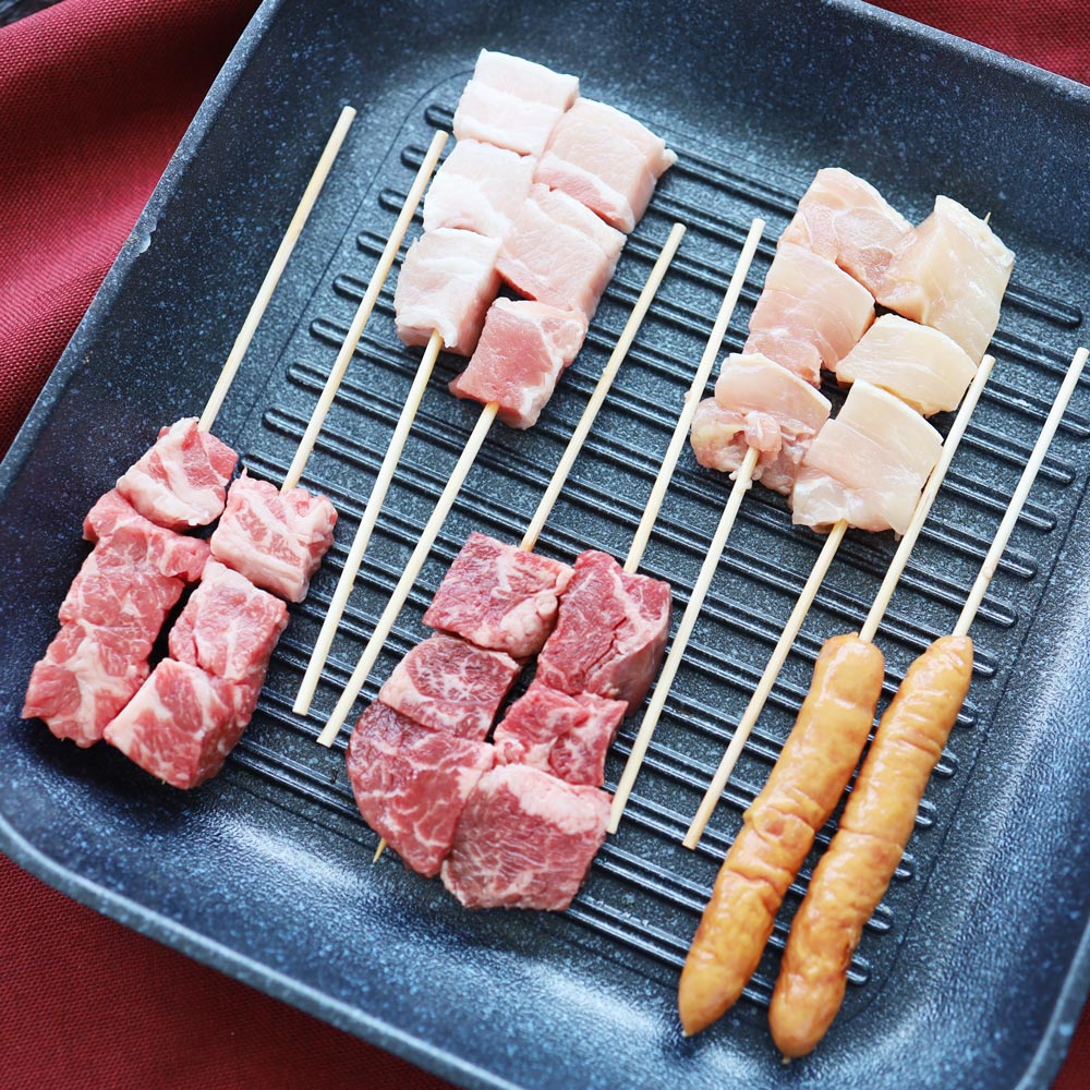 串焼き 盛り合わせ 牛串 豚串 焼き鳥 焼鳥 粗挽き ソーセージ バーベキュー BBQ 牛 豚 鶏  食品 ホットプレート※送料別