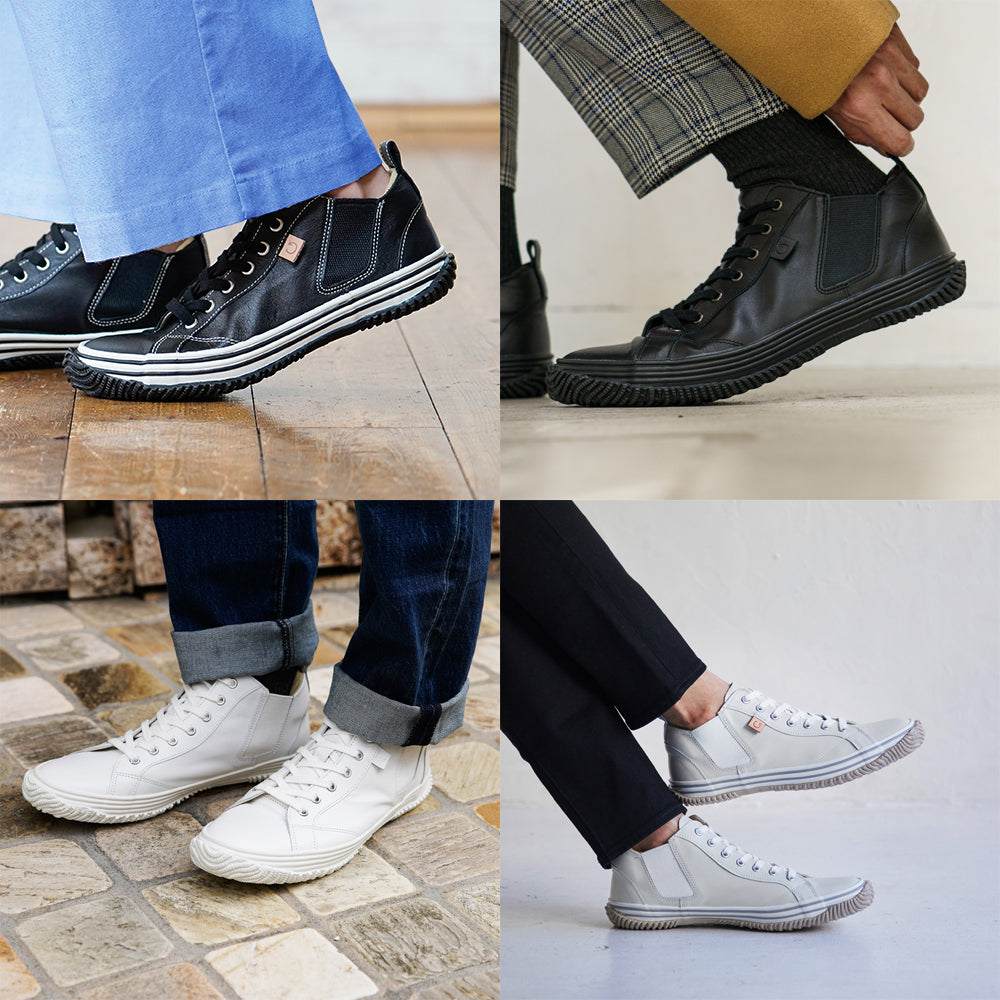 【SPINGLE スピングル SP-442】サイドゴアミドルカットスニーカー ◆カンガルーレザーを使用した脱ぎ履きしやすいロングセラー商品　※靴 日本製ハンドメイドスニーカー サイズ交換可能 スピングル