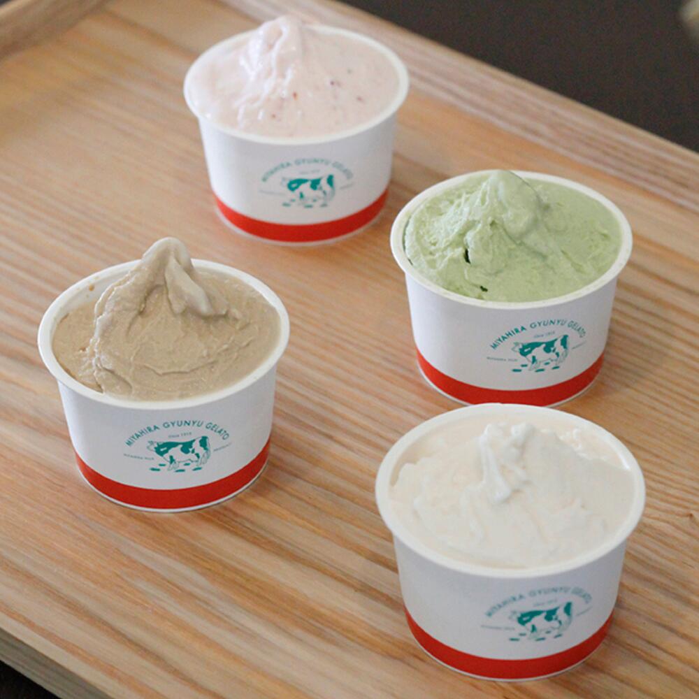 宮平ジェラート8個セット（ミルク　カフェオレ　いちご　抹茶）（送料無料）