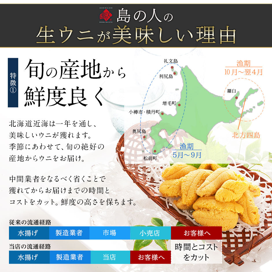 【7～8月限定販売】お中元 北海道 松前産 生キタムラサキウニ 100g【送料無料】【島の人】お取り寄せグルメ 雲丹 生うに 塩水うに グルメ ギフト 食品 寿司 贈り物 お土産 海鮮
