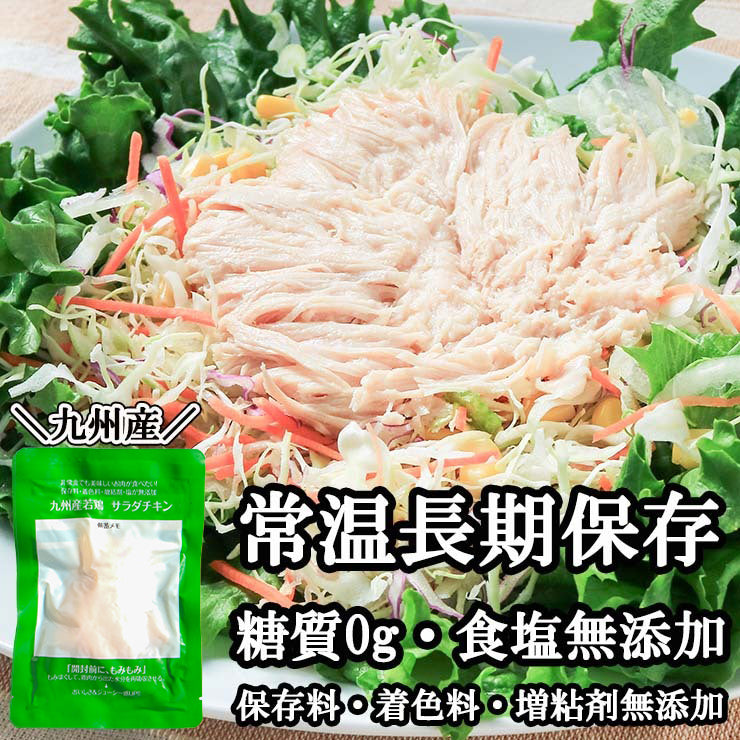 送料無料 糖質0g(糖質ゼロ)のサラダチキン 常温 100g  無添加 非常食 常温保存可能 国産鶏 九州産 薄味サラダチキン 保存食 レトルト チキン