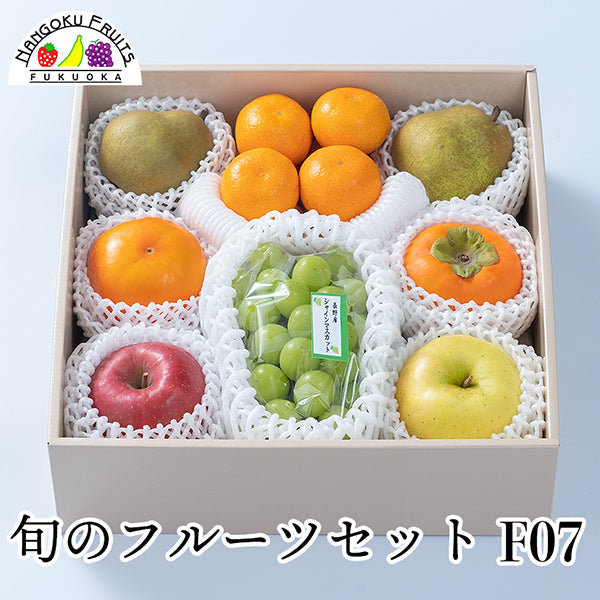 【送料無料】旬のフルーツセットF07（葡萄・洋梨・赤・青林檎・柿・蜜柑）