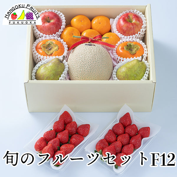 【予約販売】旬のフルーツセットF12（メロン・蜜柑・洋梨・赤林檎・柿・あまおう）