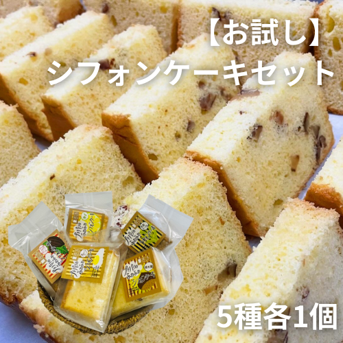 【お試し】シフォンケーキセット　5種各1個　計5個入り【洋菓子工房プチパリ】【宮崎てげうま】