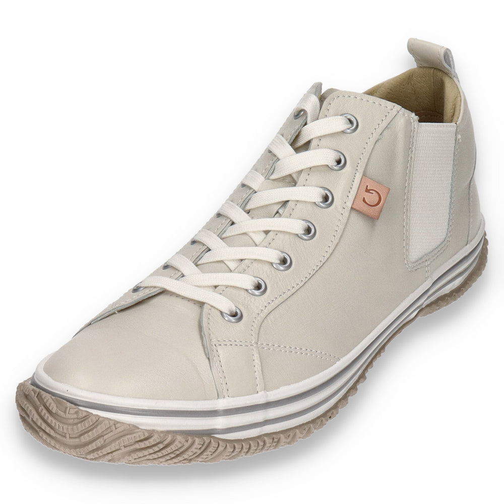 スピングル　カンガルーレザー　サイドゴア　24.5㎝　アイボリー SPINGLE スピングル SP-442】サイドゴアミドルカットスニーカー