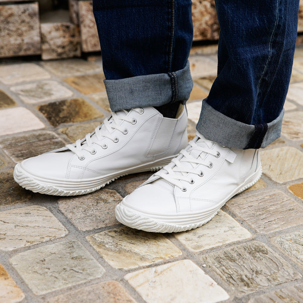 【SPINGLE スピングル SP-442】サイドゴアミドルカットスニーカー ◆カンガルーレザーを使用した脱ぎ履きしやすいロングセラー商品　※靴 日本製ハンドメイドスニーカー サイズ交換可能 スピングル