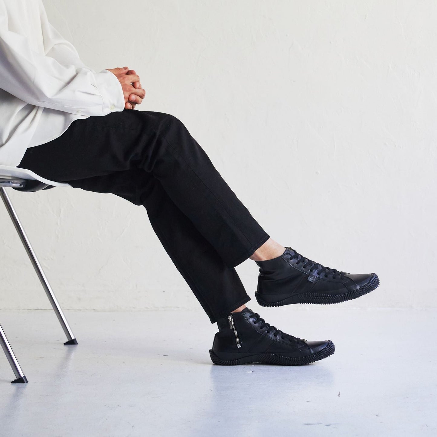 【SPINGLE スピングル SP-443】サイドジップ付きハイカットスニーカー ◆サッカーや野球のスパイクにも使われるカンガルーレザーを使用し、包み込まれるような履き心地　※ 靴 日本製ハンドメイドスニーカー サイズ交換可能