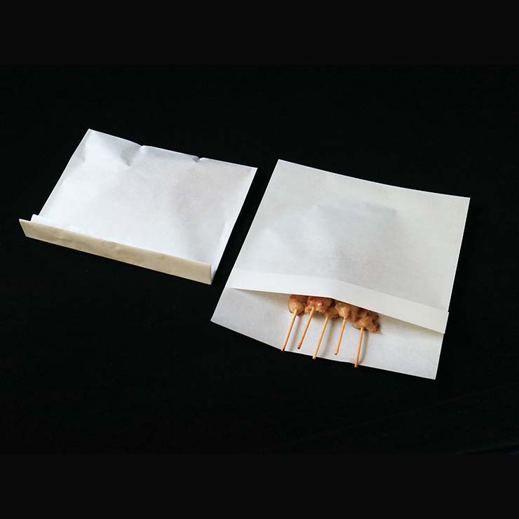 スチーム加熱済み焼き鳥 専用　包装資材(包材/袋/フードトレイ) 串物袋 100枚 5本～15本 白無地 食品 紙製でプラと比べて環境にやさしい 模擬店 お花見  お祭り バザー 屋台 食品 グルメ 文化祭