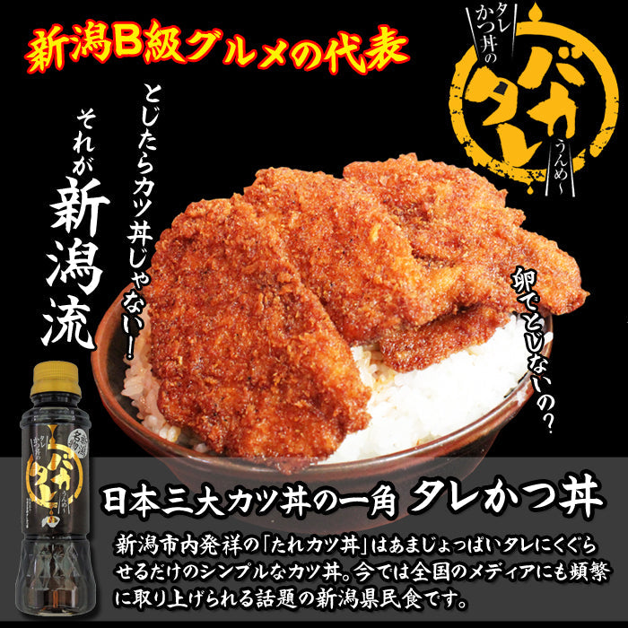 【送料無料】新潟濃厚タレカツ丼のタレ バカタレ 3本セット 新潟名物 たれカツ丼 【秘密のケンミンSHOWで紹介】【せっかくグルメで紹介 バナナマン】【常温商品】【冷凍商品との同梱不可】  ギフト 2025 海鮮問屋 見田元七商店