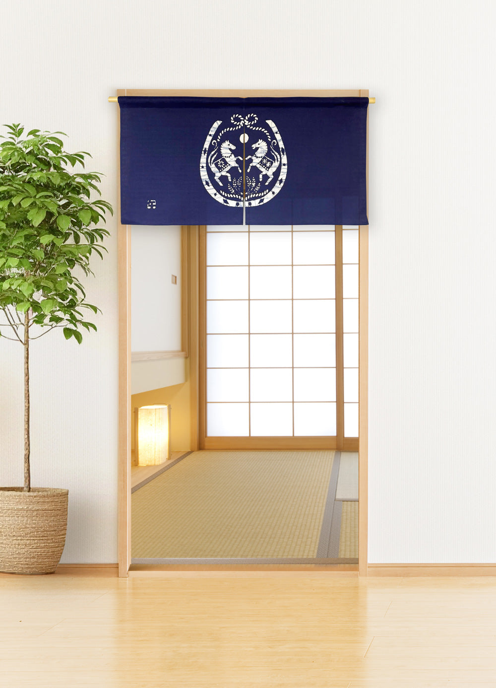 本ろうけつ染め干支のれん 2026年 午(うま)約巾85cmｘ 45cm丈　綿100％　　　　　＊受注生産(12月中旬より発送予定)