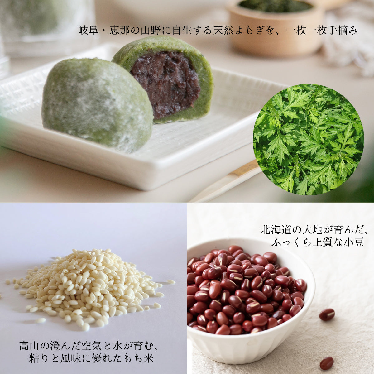 よもぎ大福 6個入 / 良平堂 恵那の天然やまよもぎ使用　