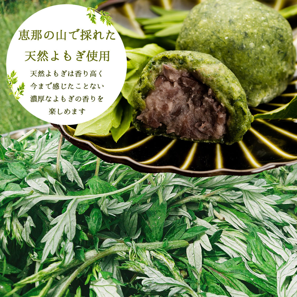 よもぎ大福 10個入 / 良平堂 恵那の天然やまよもぎ使用　