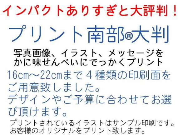 プリント南部大判せんべい18センチ印刷・かに味４枚セット【オリジナル＿オーダーメイド】