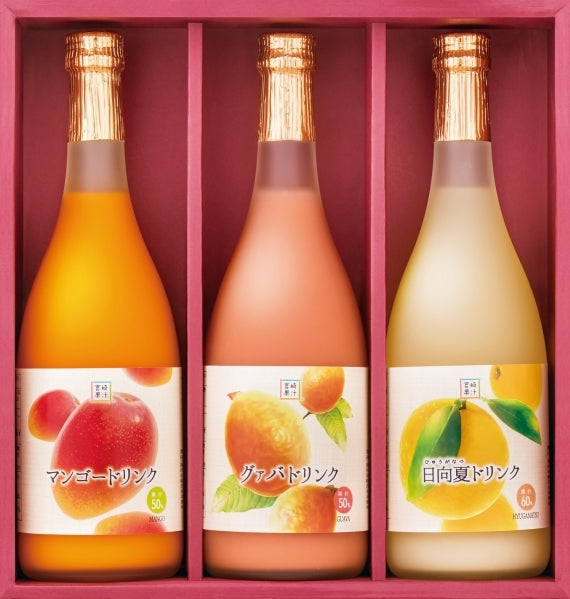 宮崎果汁　ドリンク3本セット　マンゴー、グァバ、日向夏