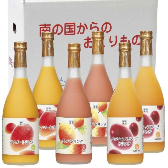 宮崎果汁　フルーツドリンク6本セット　マンゴー2、グァバ2、パッションフルーツ2