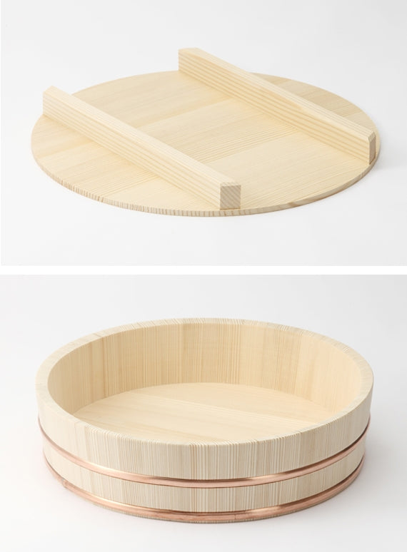 桶屋さん手作り　寿し桶セット（桶・蓋）■12号（5合用・1リットル）