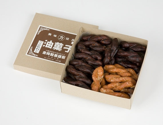 金岡製菓の油菓子「二色ねじ」(25本入り)