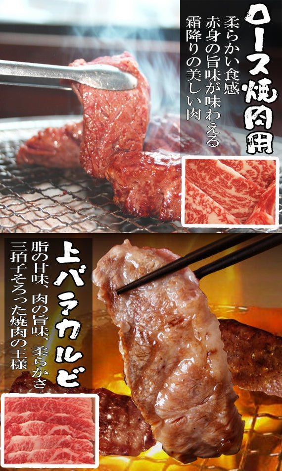 【日本ギフト大賞2017山梨賞受賞】甲州ワインビーフ 2種の焼肉セット500ｇ(ロース・上バラカルビ）【ギフト箱入り】 【送料込み】【冷凍品】
