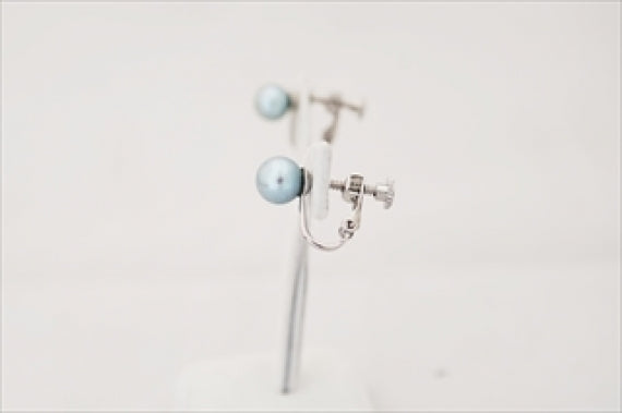 藍パールシンプルイヤリング(8mm）【生活用品・工芸品】