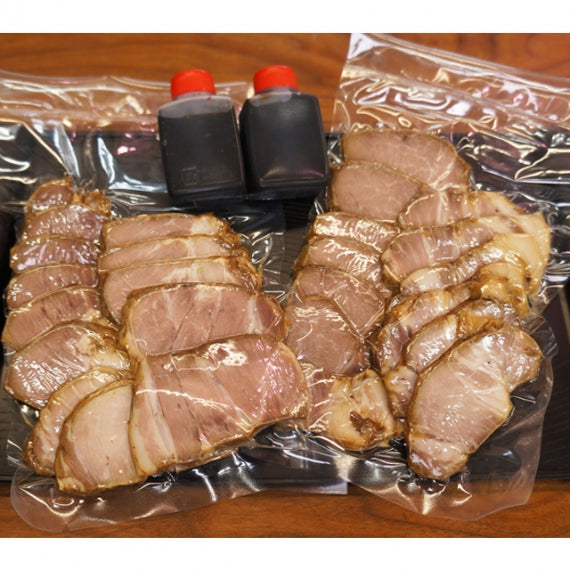 【国産豚使用】　自家製　焼豚スライス１５０ｇ×２【真空パック・タレ付き】【精肉・肉加工品】〈冷凍便〉