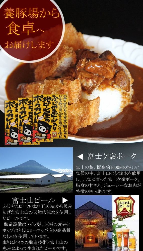 ふじやまビール入り地ビール屋のポークカレー（ちょっと辛口）３パック☆