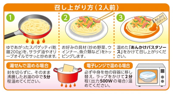 あんかけパスタソース（マイルドな辛さ）ちょっと多めの２人前