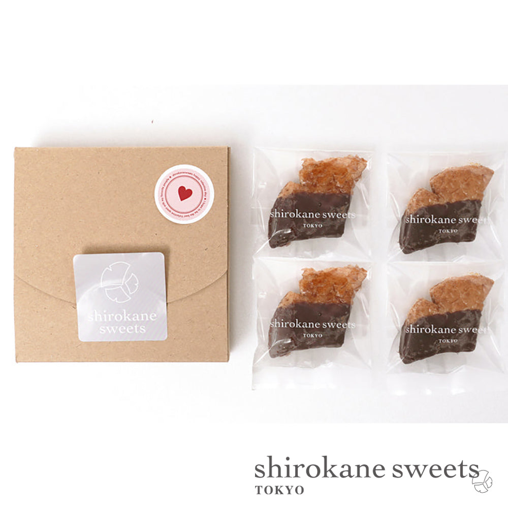 【送料無料、ポスト投函】shirokane sweets TOKYO platinum leaf pie／白金リーフパイ（ショコラ）　4個入り／白金スイーツ（シロカネスイーツ）