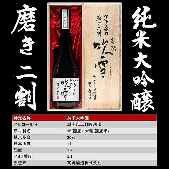 【数量限定】越路吹雪 純米大吟醸 磨き二割 720ml 桐箱入 限定品 お酒 日本酒 新潟県 高野酒造