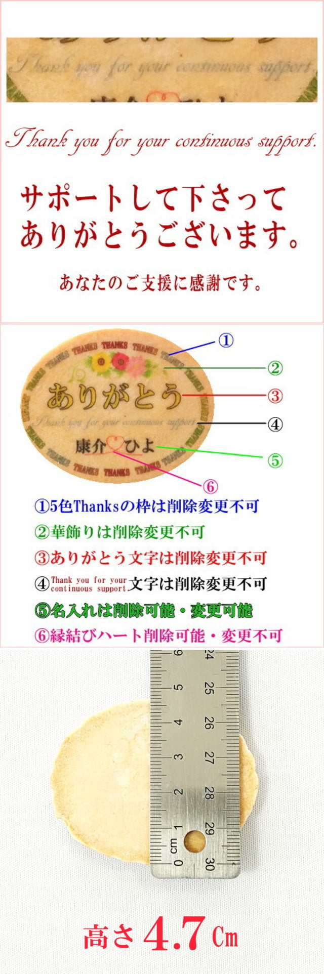 ５color-Thanks感謝せんべい／２ プリントせんべい1枚と胡麻バター1枚の２枚組／商品破損補償あり【ありがとうメッセージ名入れサンキュー お世話になりました 退職 転勤 卒業 卒園 お配り お菓子 スイーツ 個包装 小分け 送別 有難う 小ロット 和風クッキー】