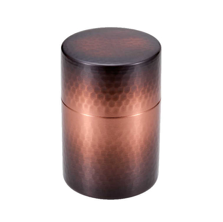 銅製赤銅仕上げ鎚目茶筒　BC-206　新光金属　COPPER100　新光堂