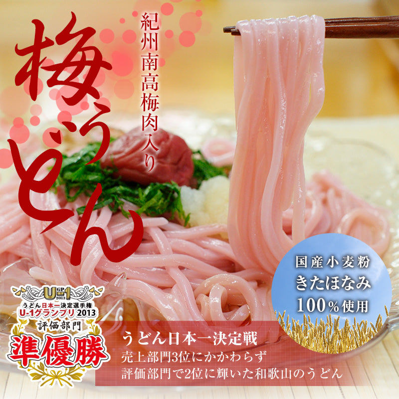 梅うどん 4食スープ付（お出汁選べる！⇒冷やしうどん用めんつゆ付き・かけうどん専用おだし付き）